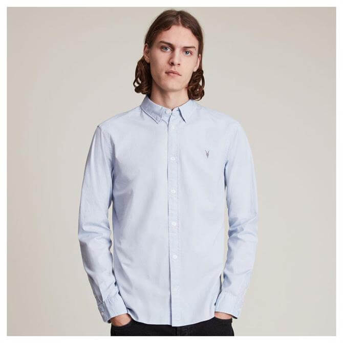 AllSaints Hawthorne Long Sleeve Shirt in Light Blue